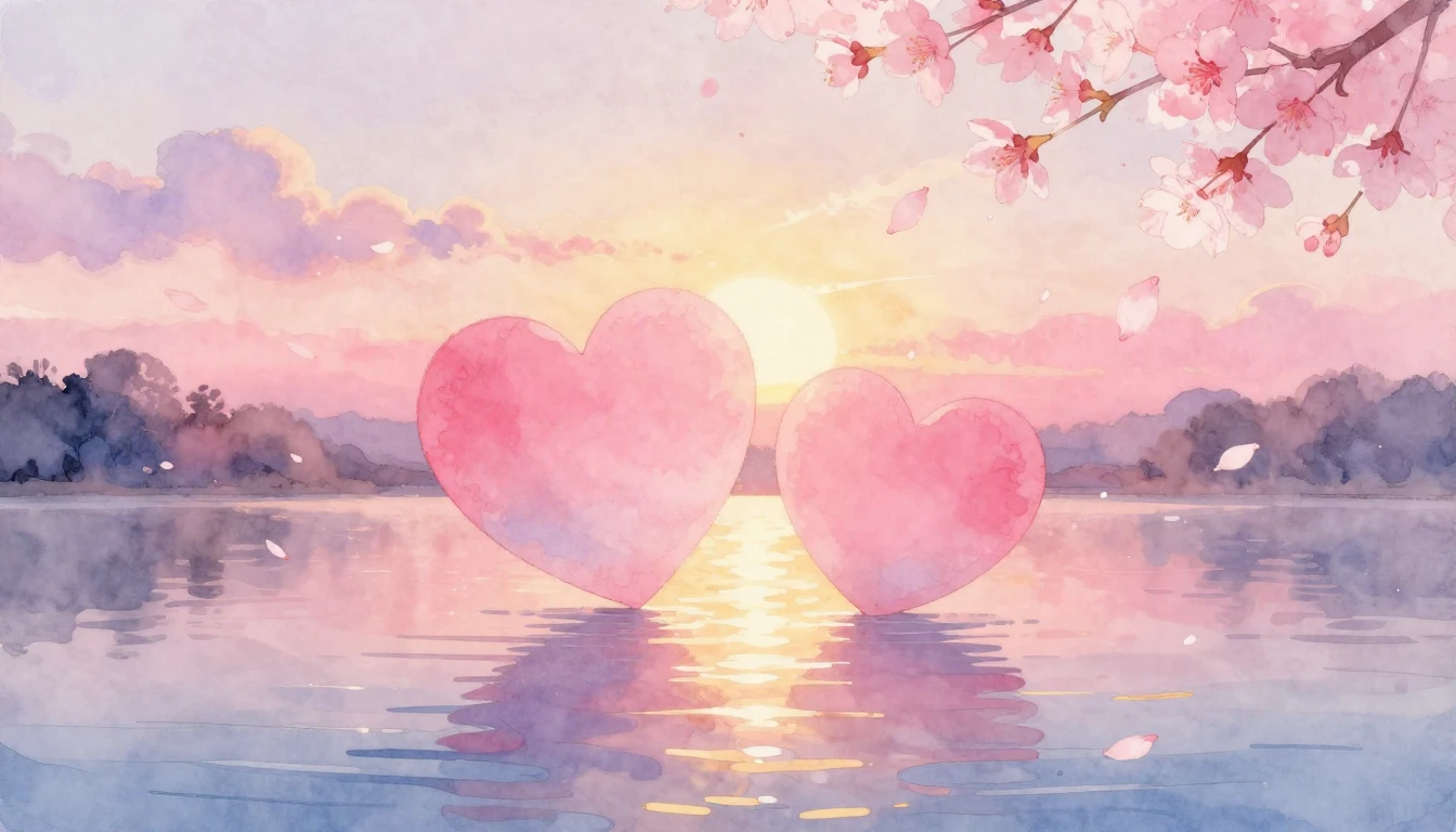 A beautiful and ethereal watercolor painting depicting two s...