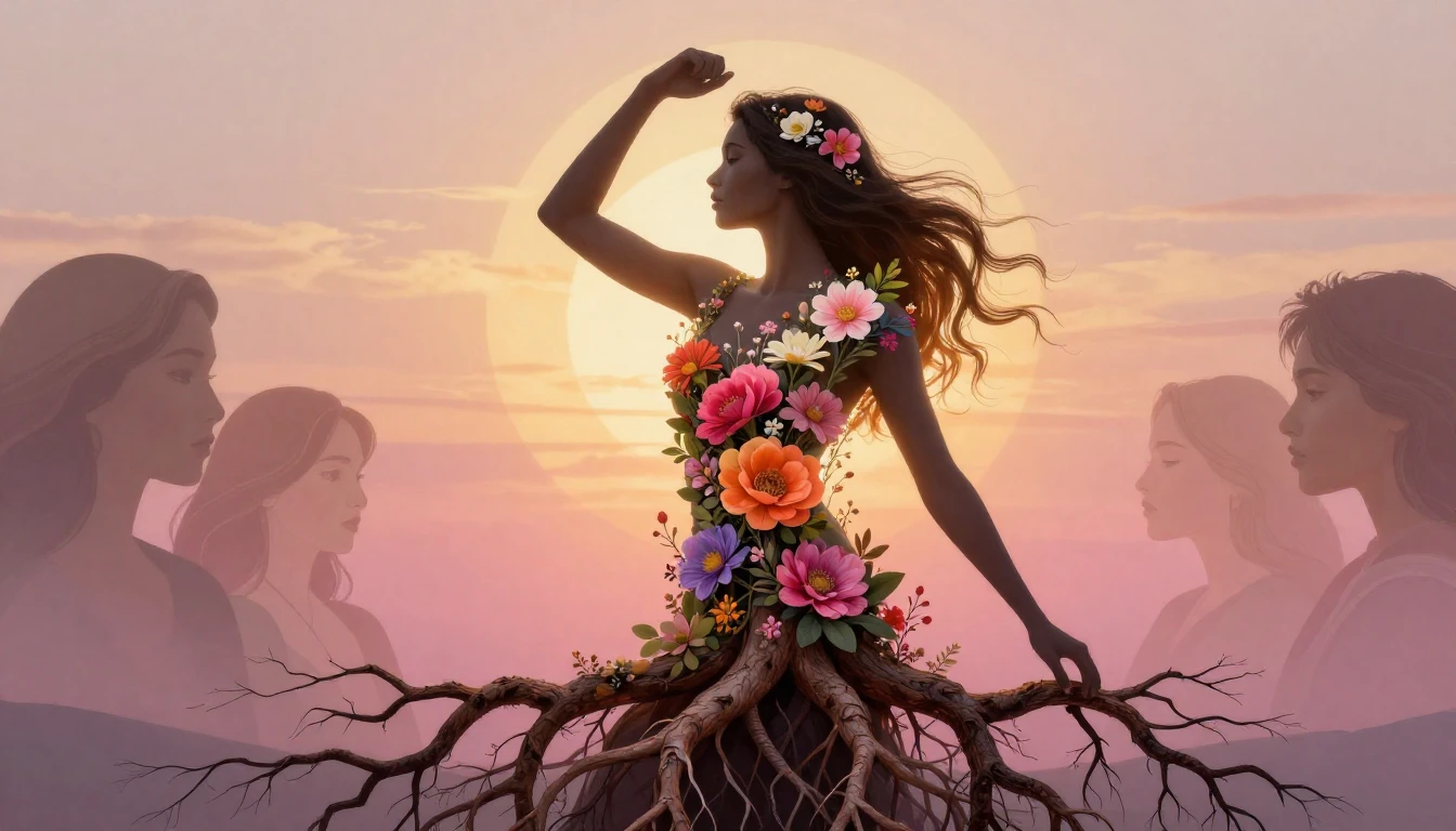 An artistic and symbolic representation of female strength a...