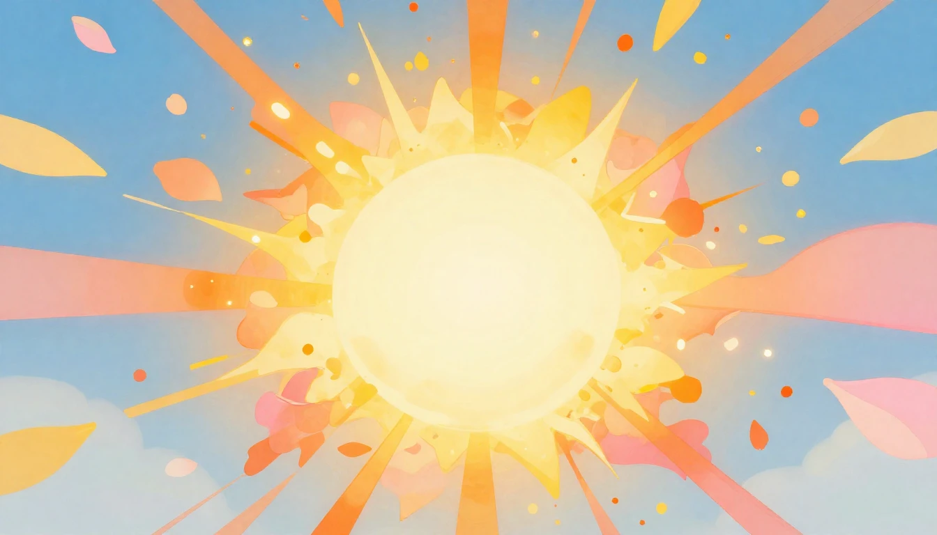 A vibrant explosion of warm colors like yellow, orange, and ...