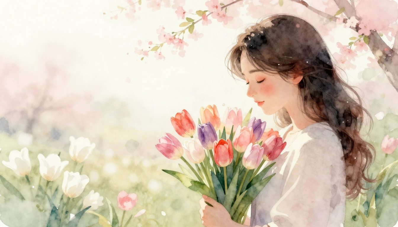 A heartwarming watercolor painting of a loving mother holdin...