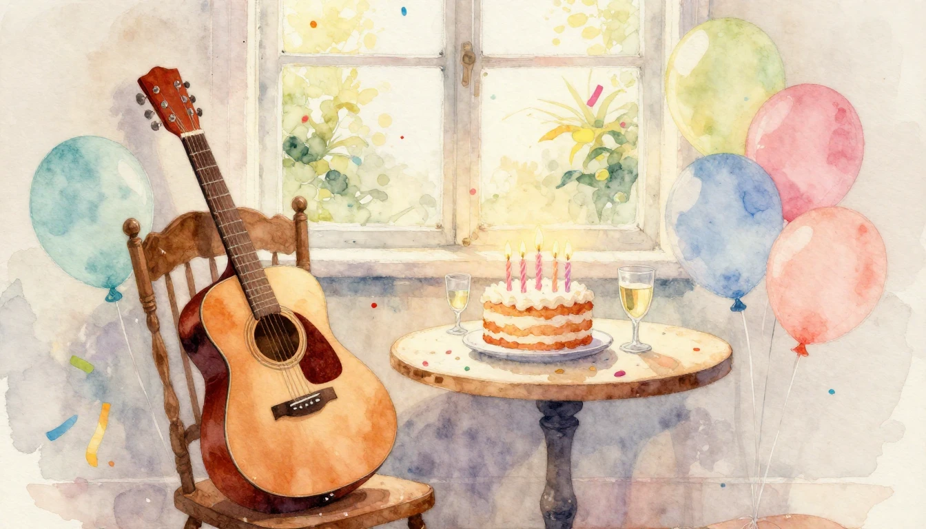 A warm and inviting watercolor painting depicting a cozy bir...