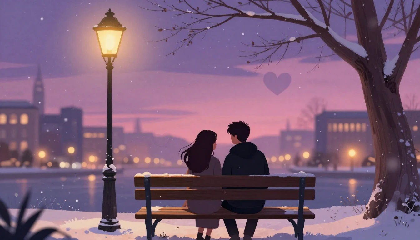 A romantic and dreamy illustration of two silhouettes sittin...