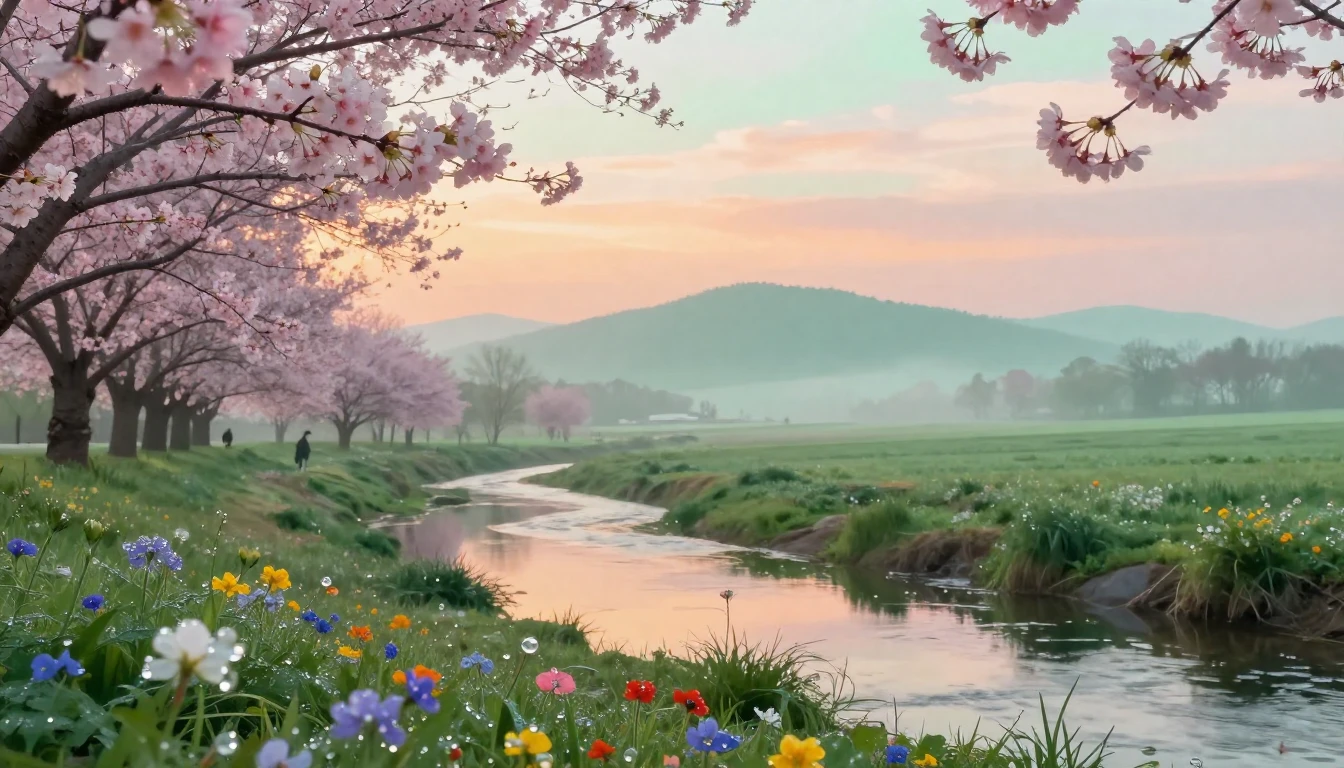 A serene and breathtaking landscape during the golden hour o...