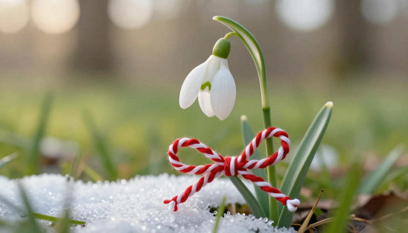 A delicate and artistic close-up illustration of a snowdrop ...