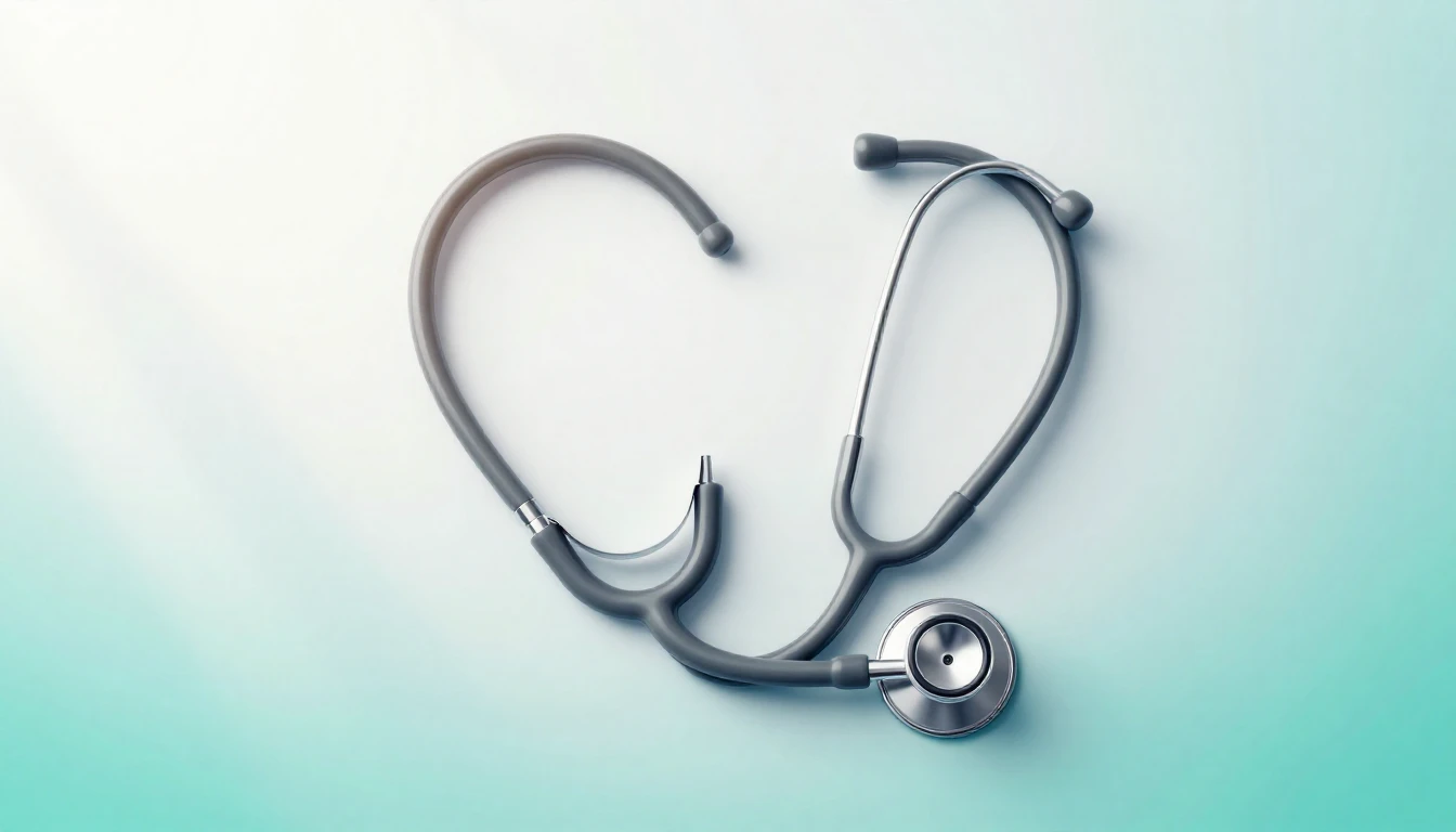 A clean and serene composition featuring a stylized stethosc...