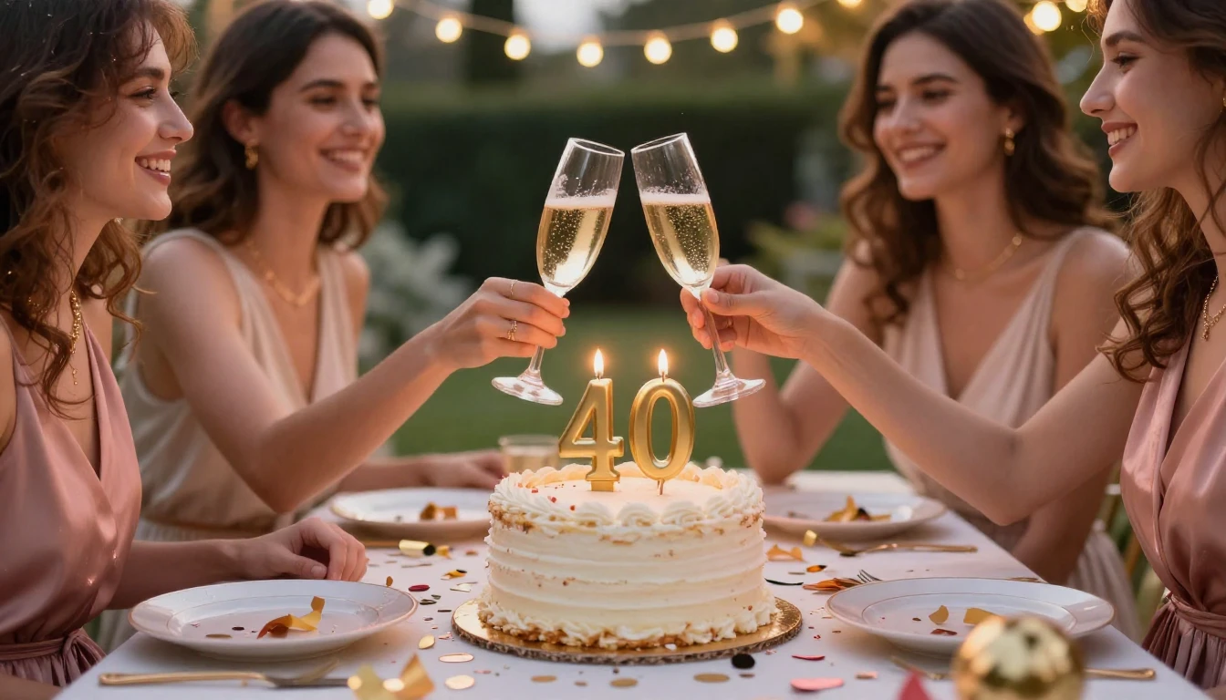 A warm and inviting celebration scene focusing on female fri...