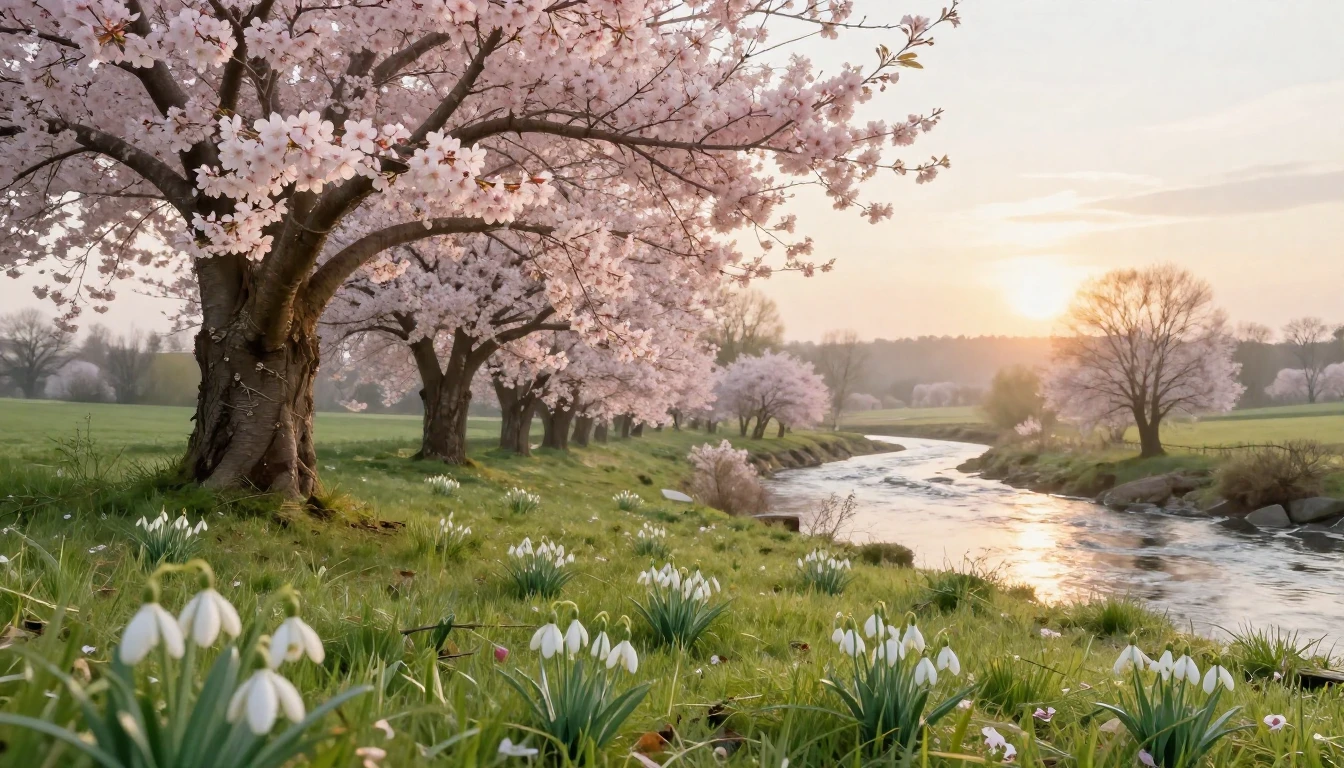 A beautiful spring landscape in the Romanian countryside. Bl...