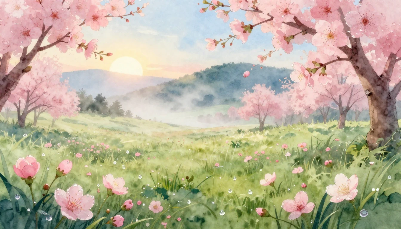 A breathtaking watercolor illustration of a blooming spring ...
