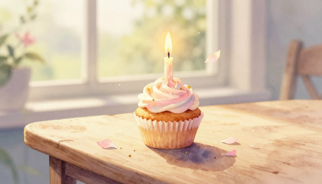 A beautiful watercolor painting of a single lit candle on a ...