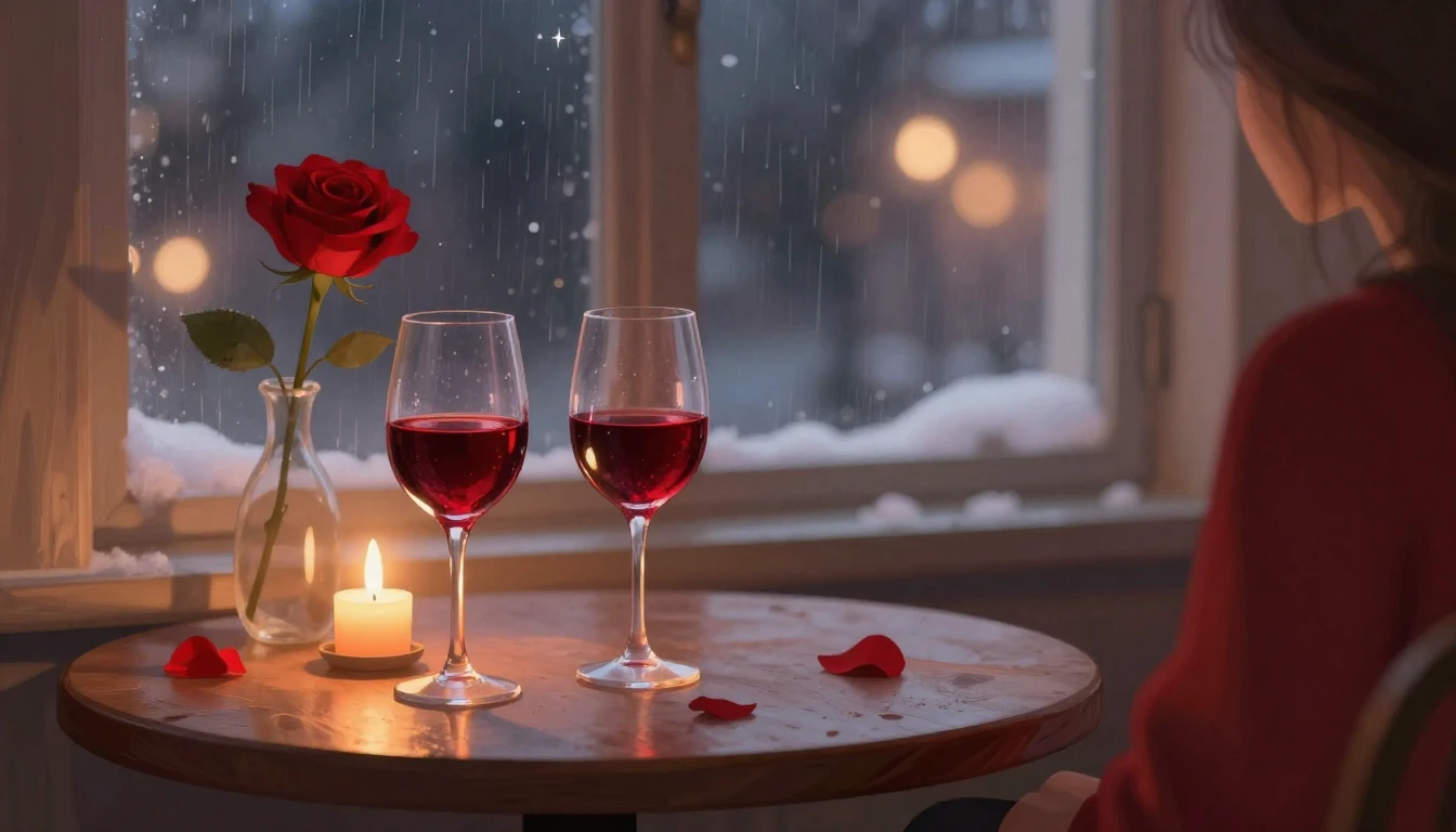 A soft and dreamy artistic illustration of a romantic Valent...