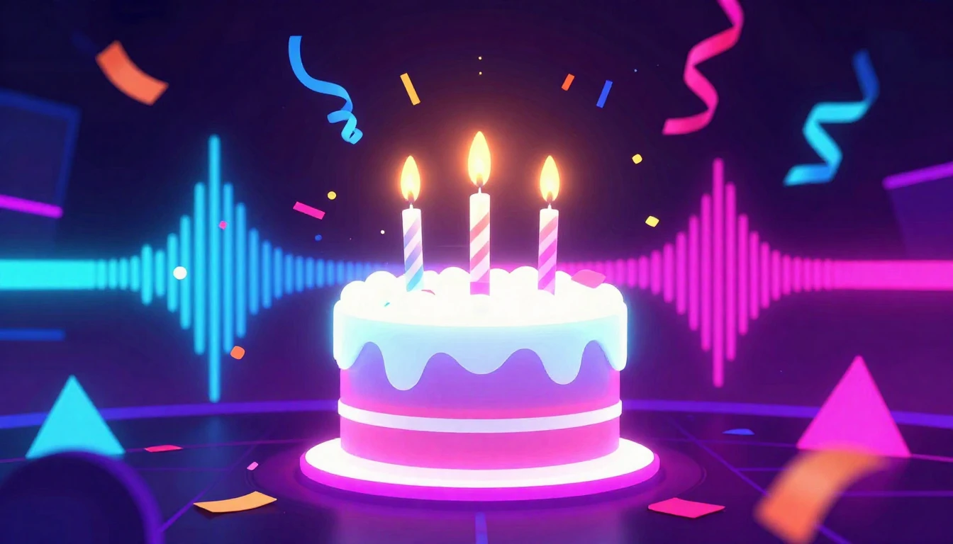 A vibrant and energetic birthday celebration scene. In the c...