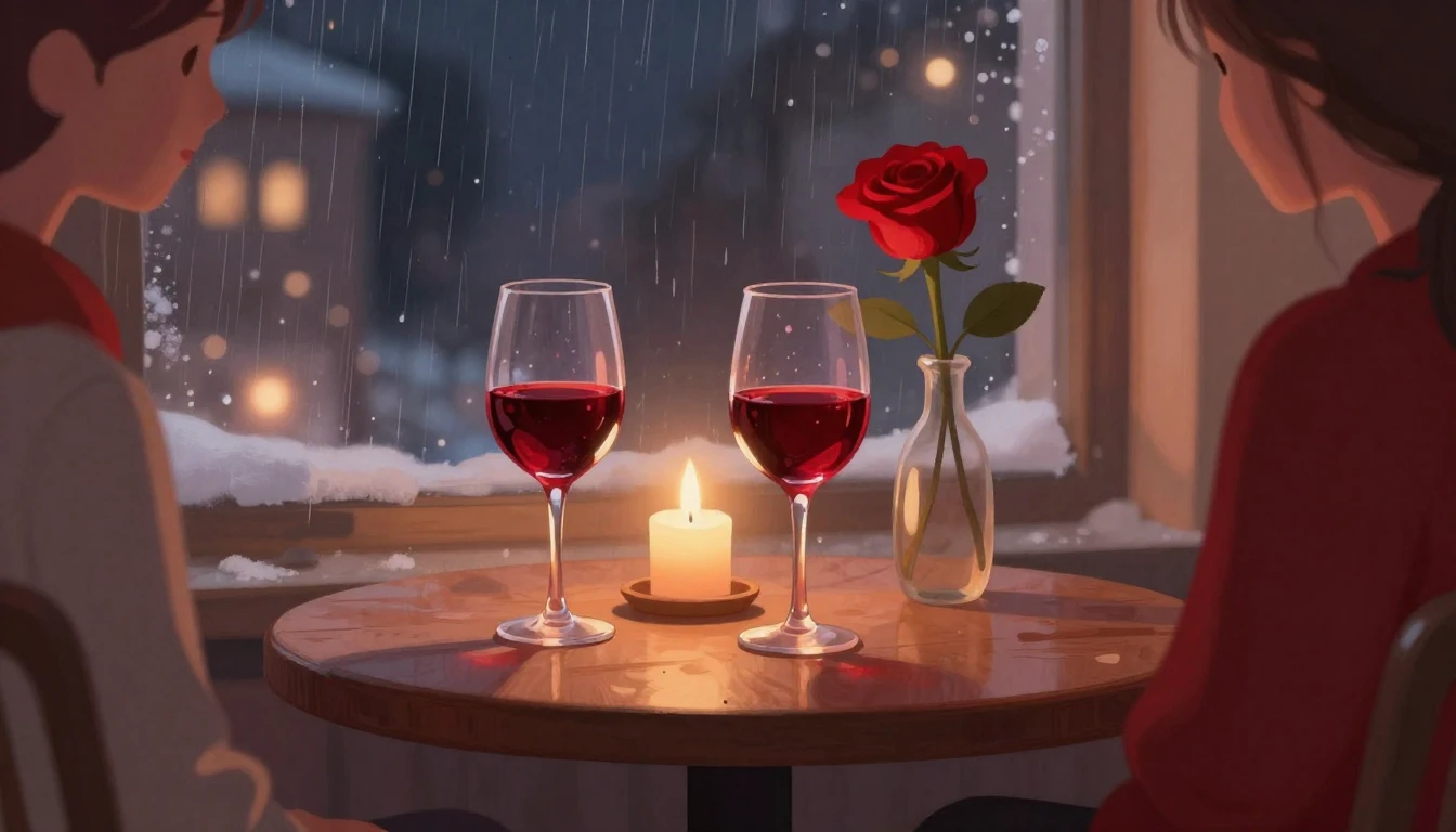 A soft and dreamy artistic illustration of a romantic Valent...