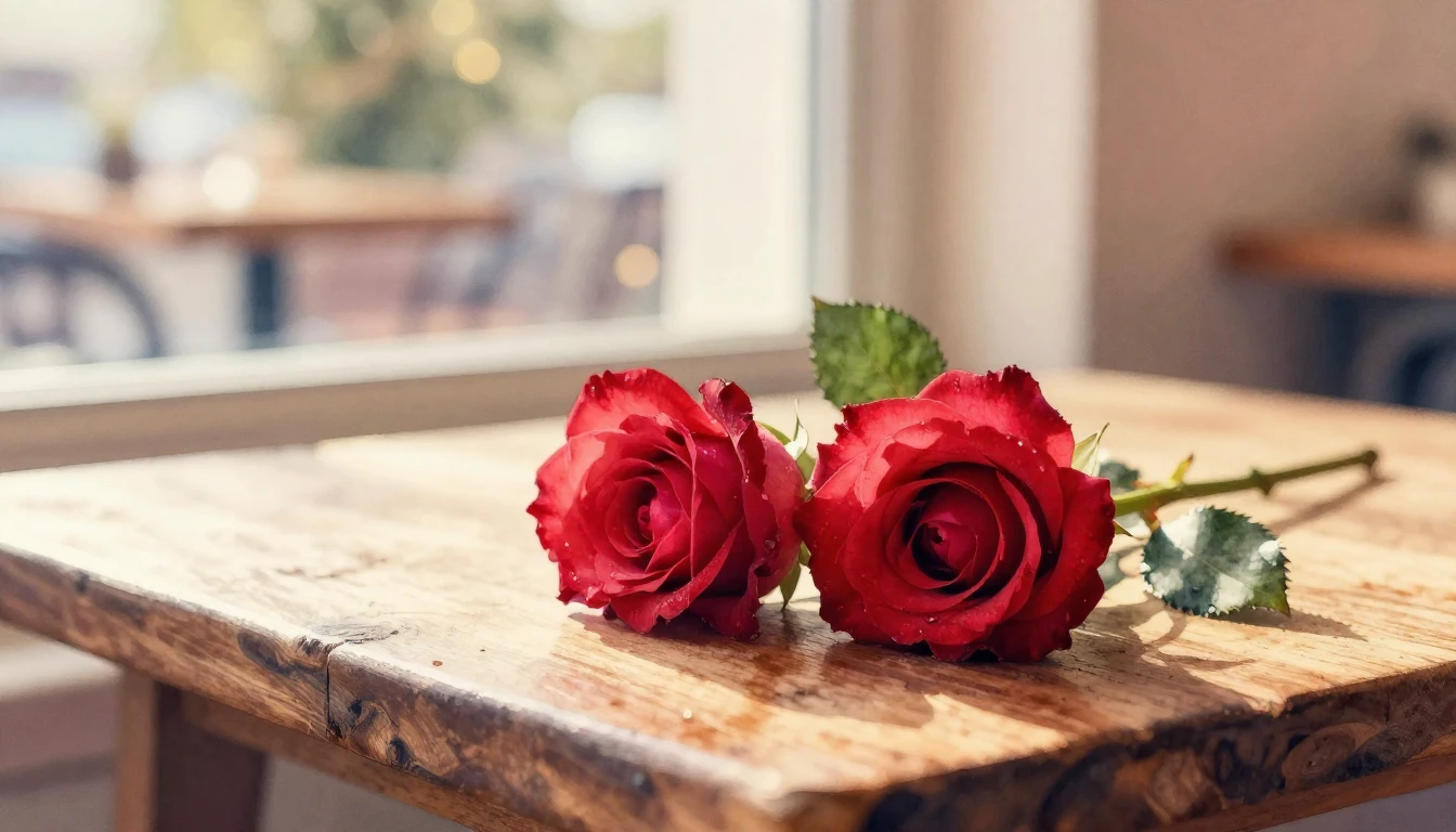 A beautiful watercolor painting of two delicate red roses in...