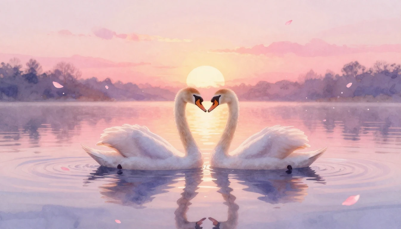 A soft and ethereal watercolor painting depicting a serene s...