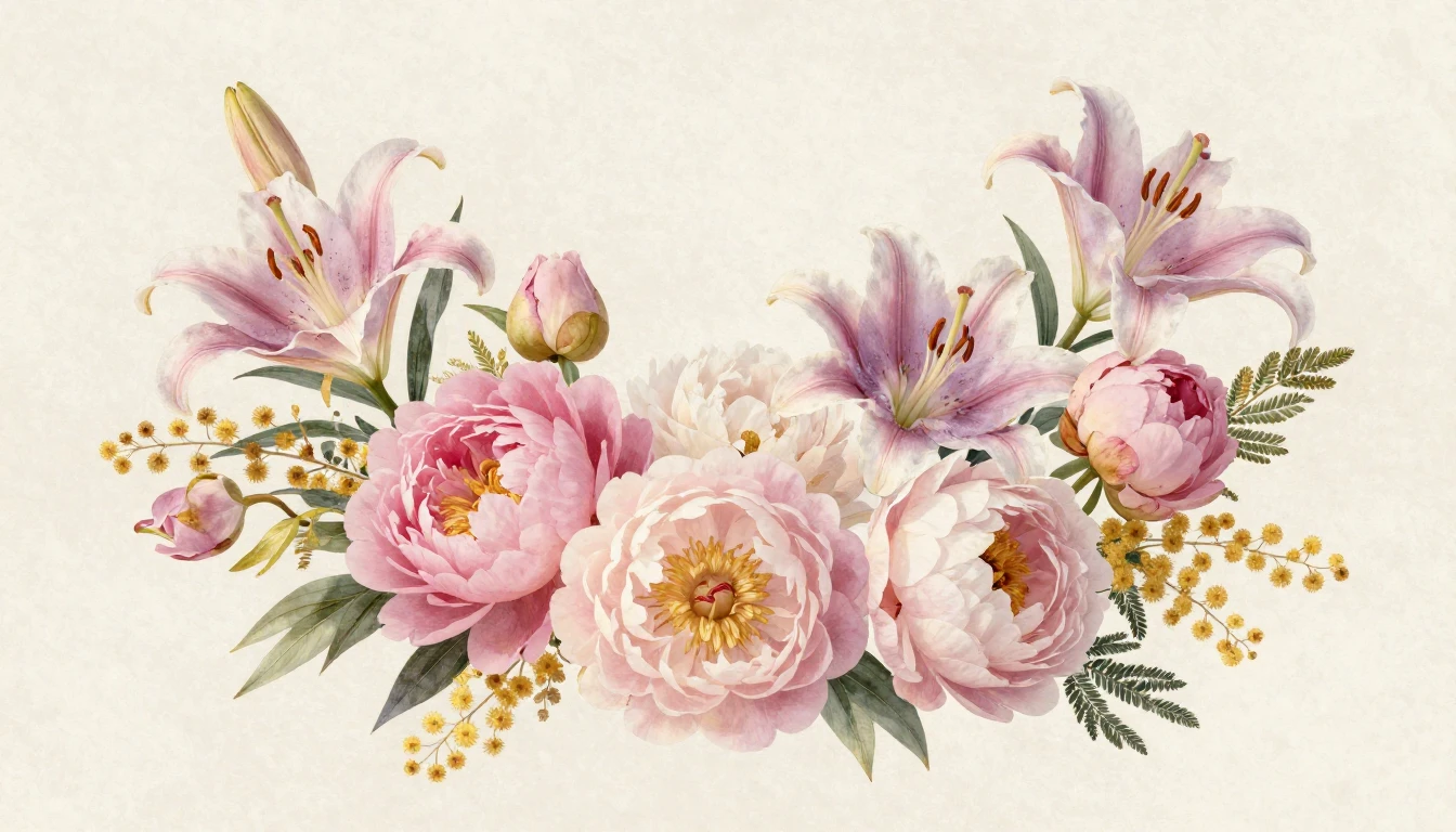 A beautiful and delicate composition of blooming flowers lik...