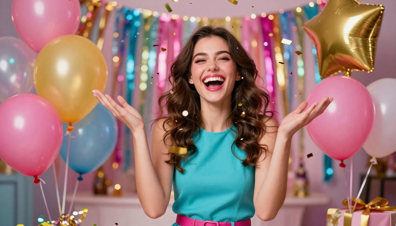 A vibrant and colorful birthday celebration scene featuring ...