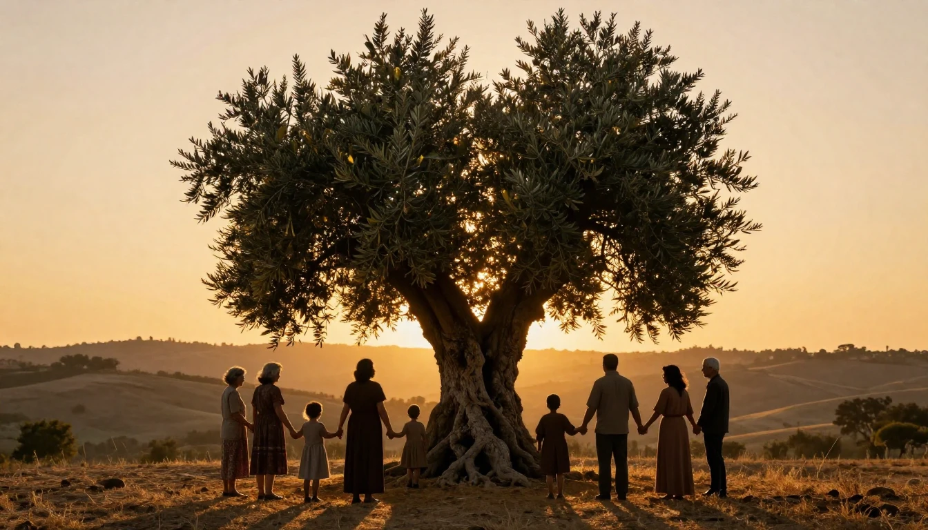 A warm and nostalgic composition symbolizing family unity an...