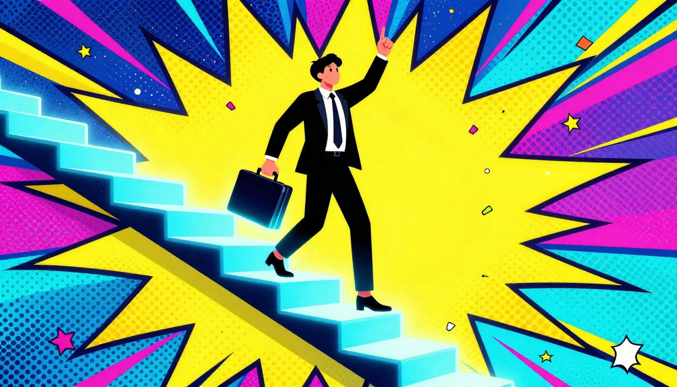 A vibrant and energetic illustration of a person confidently...