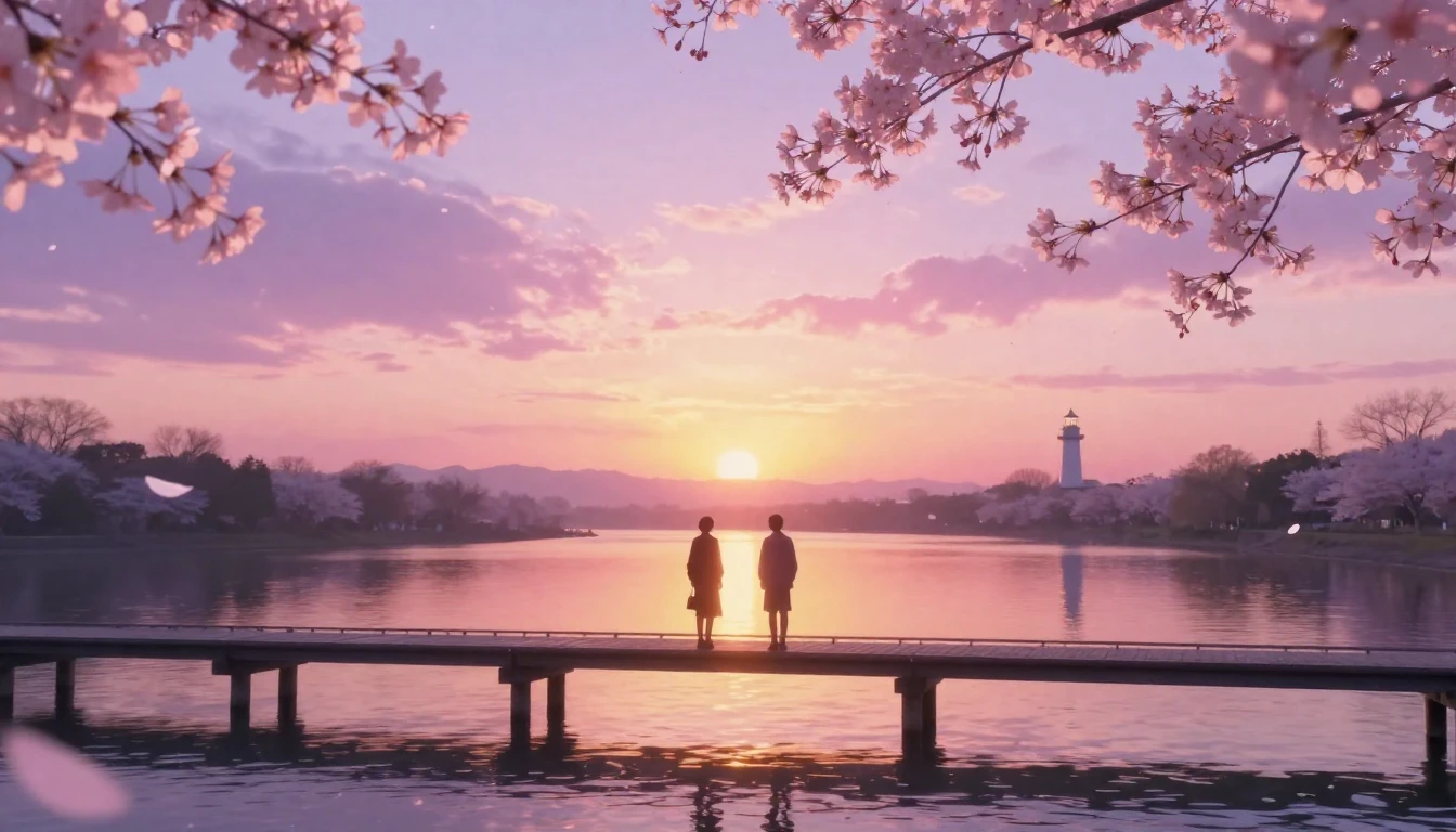 A breathtakingly beautiful scene of two glowing silhouettes ...