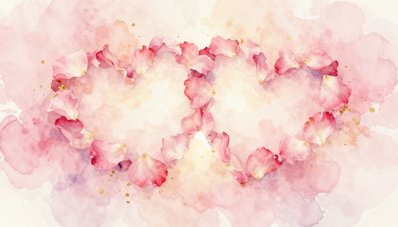 A soft watercolor painting of two intertwined hearts made of...