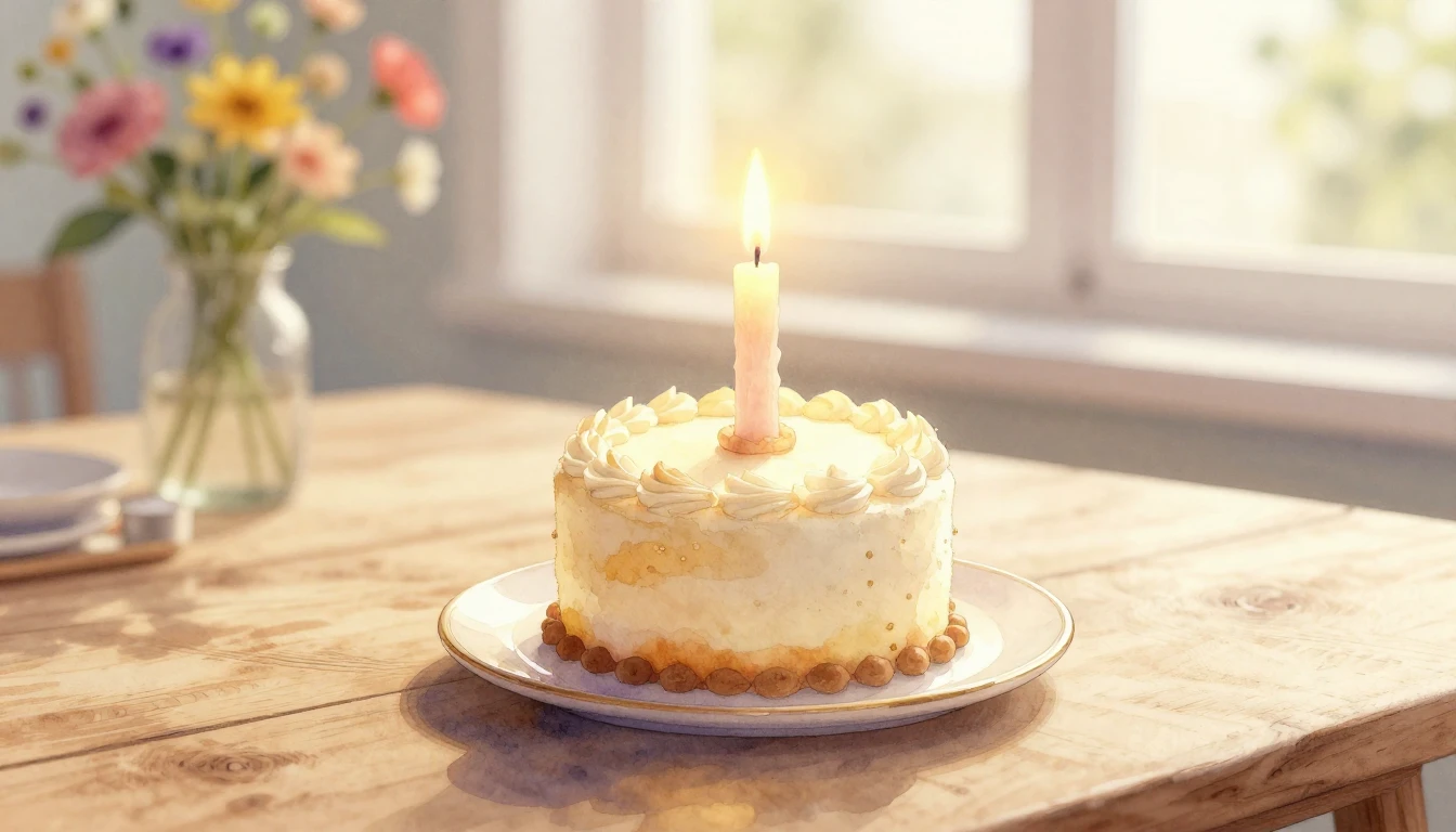 A beautiful watercolor painting of a single, elegant candle ...