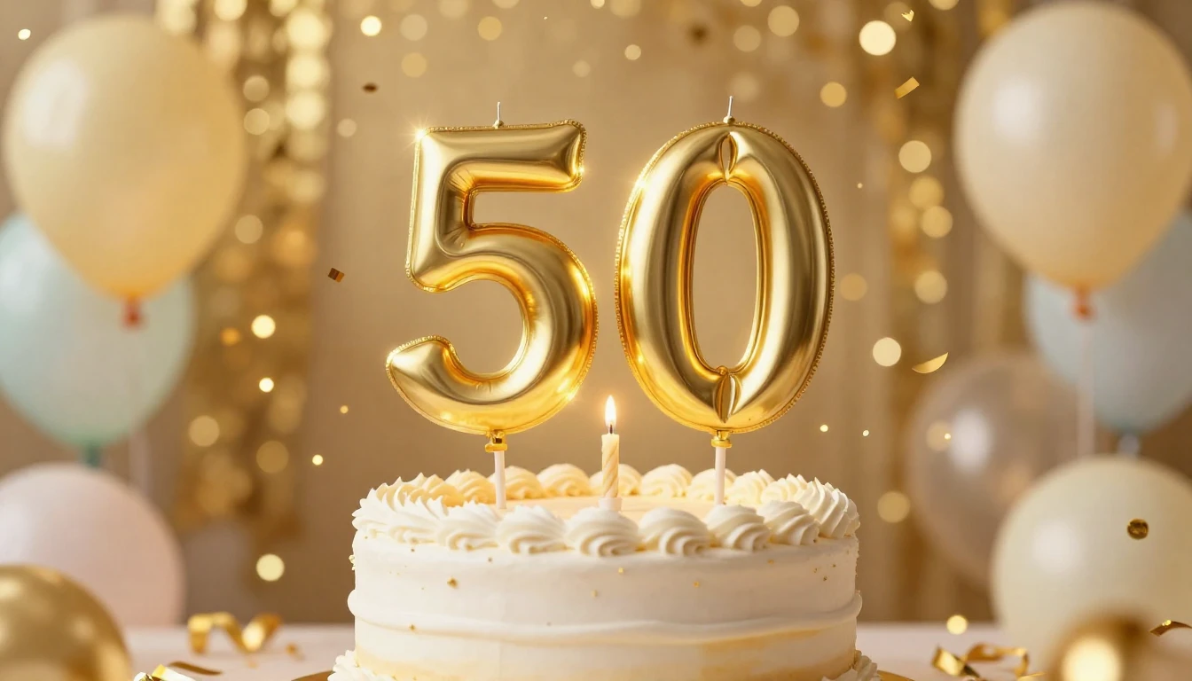 A festive and elegant birthday celebration concept art. In t...