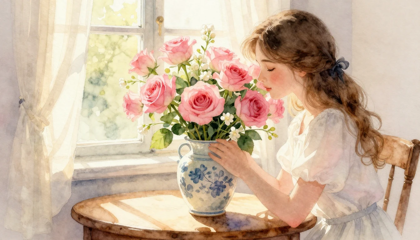 A heartwarming watercolor painting symbolizing motherly love...