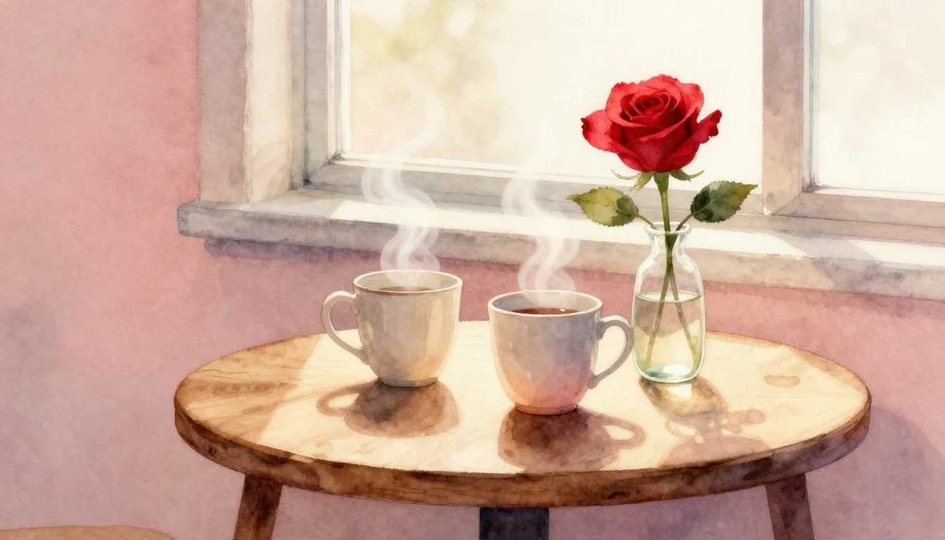 A soft and dreamy watercolor illustration of a cozy indoor s...
