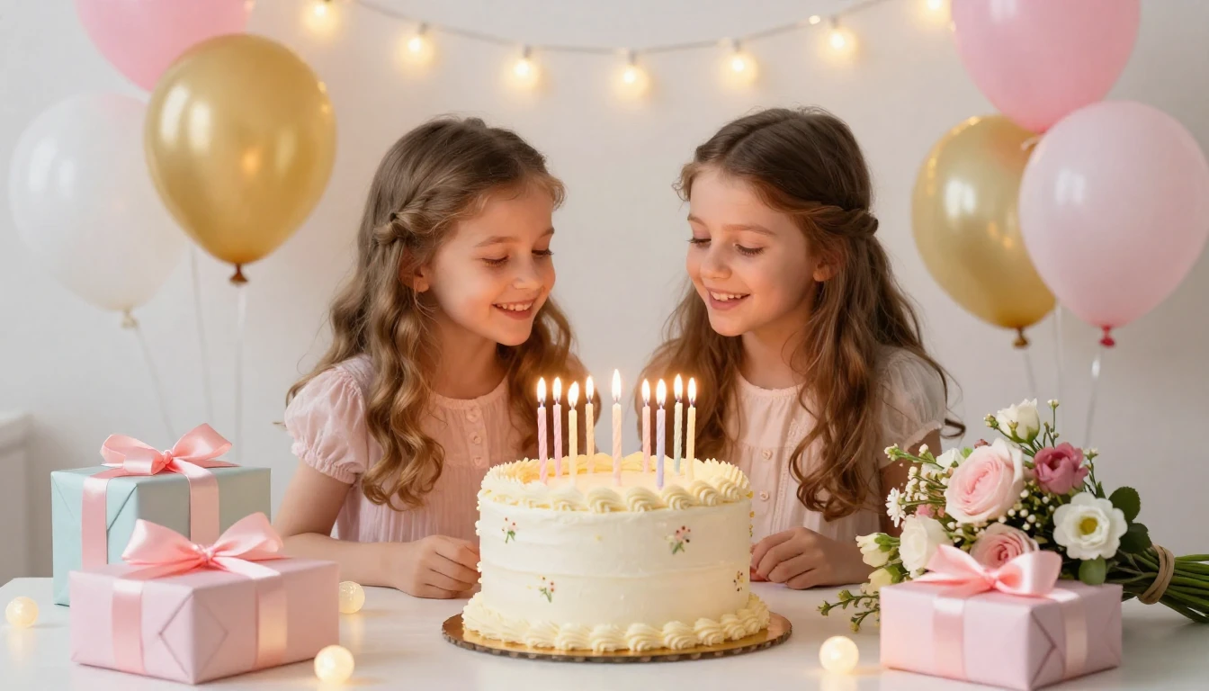 A heartwarming and festive birthday scene designed for a bel...