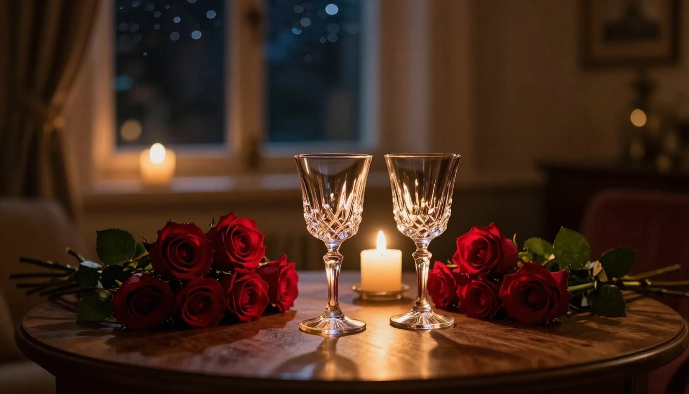 A breathtaking cinematic scene of a cozy, dimly lit room dur...