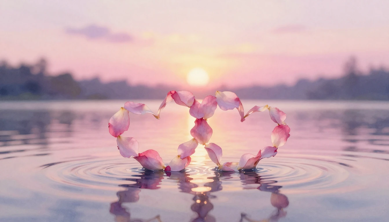 A soft watercolor painting of two intertwined hearts made of...