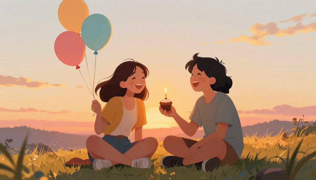 A heartwarming illustration of two best friends sitting side...