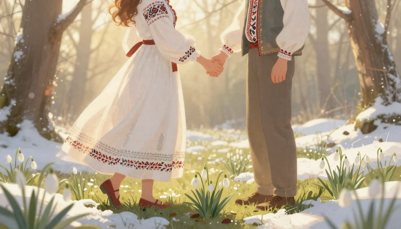 A romantic and dreamy illustration representing the Romanian...