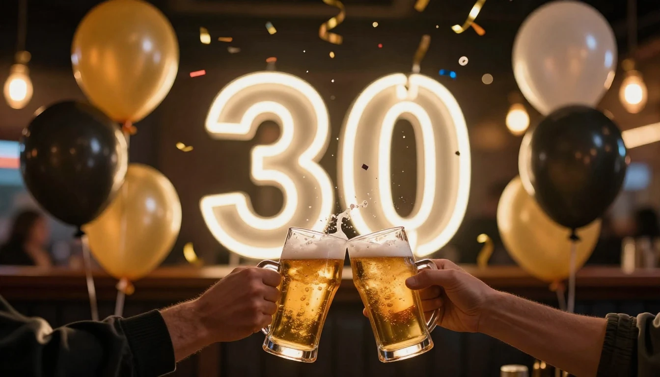 A vibrant and festive birthday scene focusing on the number ...