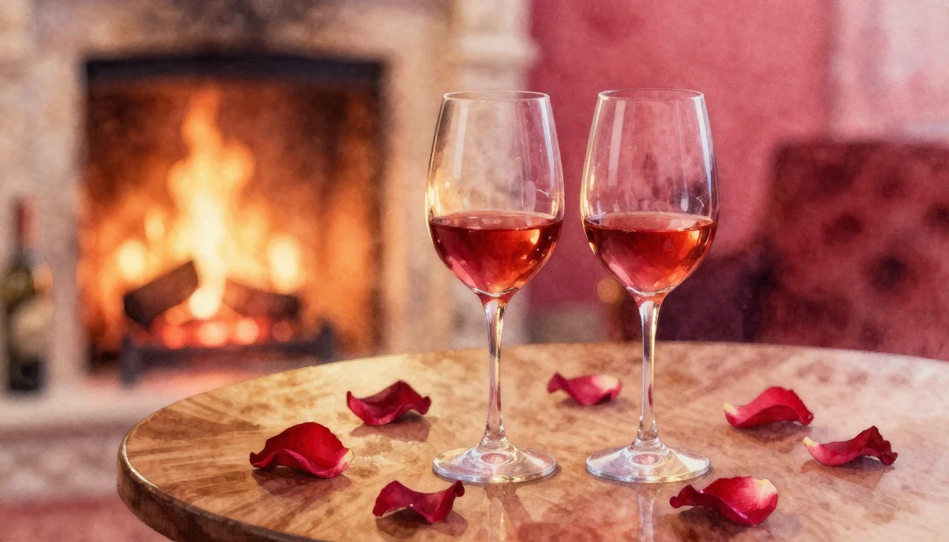 A soft watercolor painting of two elegant wine glasses on a ...