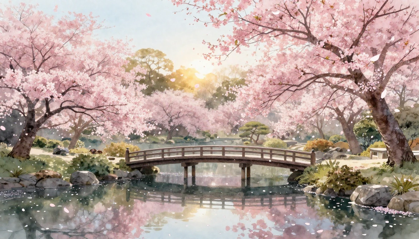A breathtaking scene of a traditional Japanese garden during...