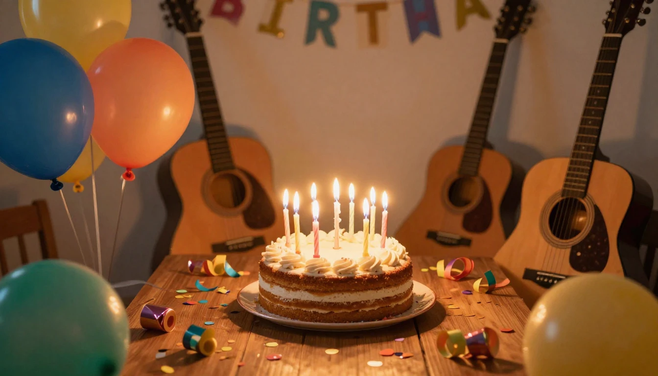 A vibrant and cheerful birthday party scene focusing on the ...