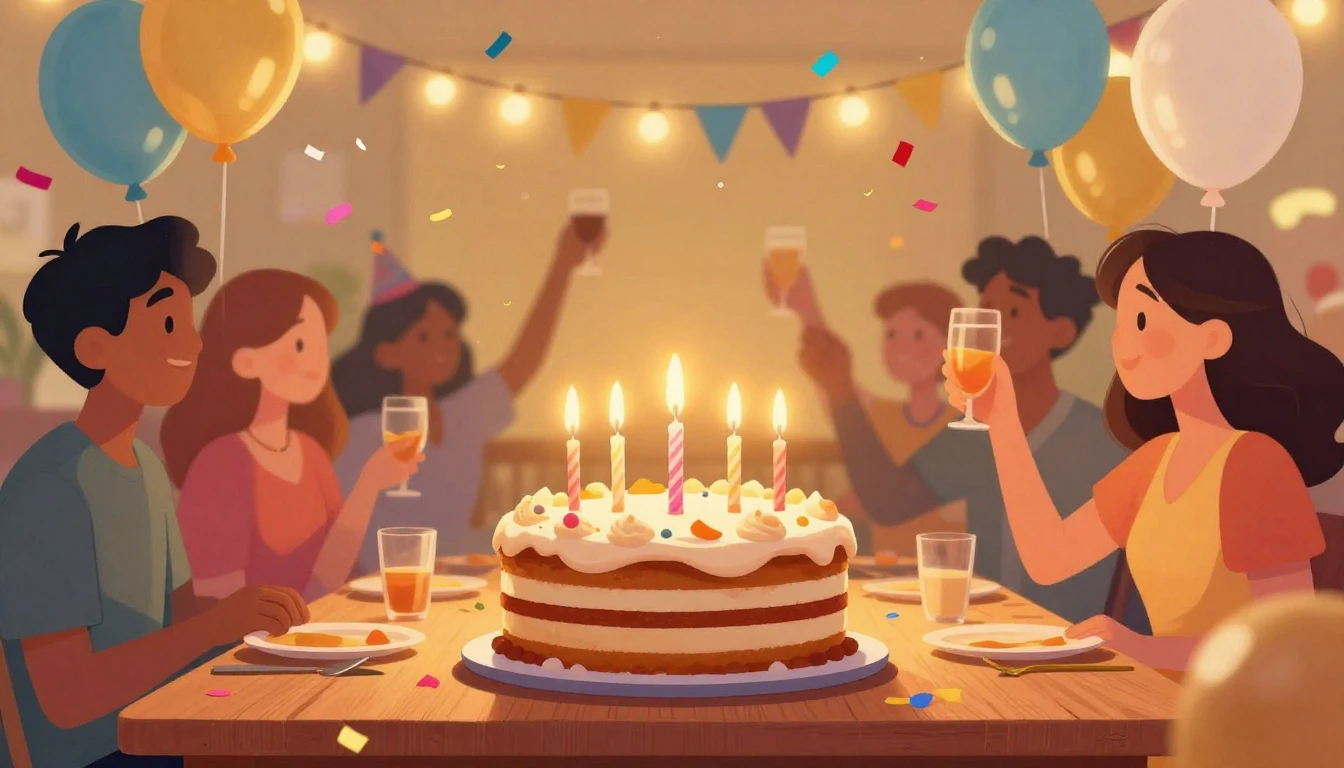 A vibrant and festive digital illustration symbolizing frien...