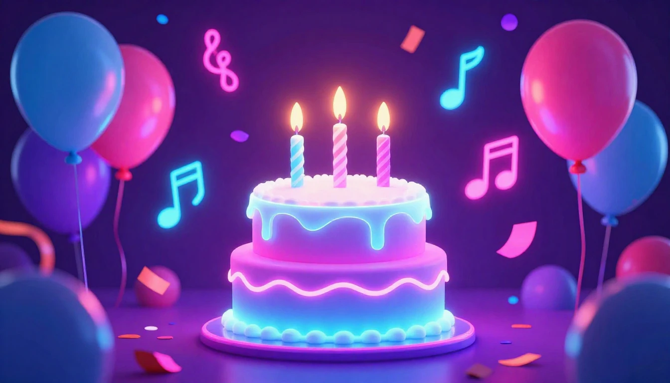 A vibrant and energetic birthday celebration scene featuring...