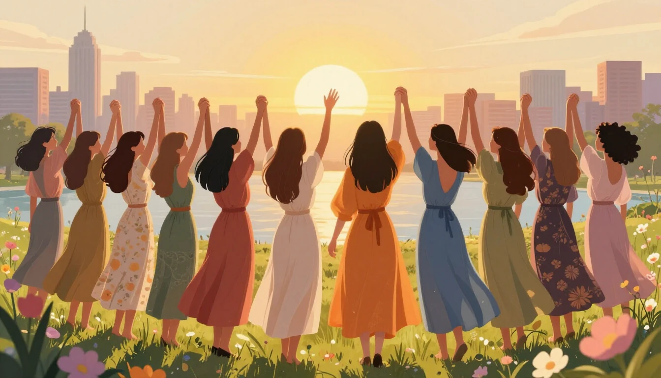 A vibrant and empowering illustration of a diverse group of ...