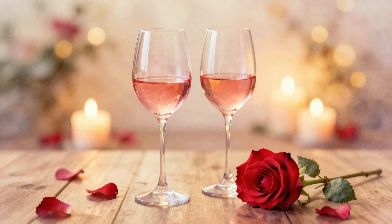 A delicate watercolor painting of two elegant wine glasses s...