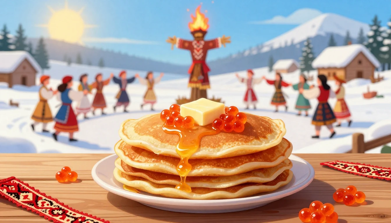 A vibrant and colorful illustration of a traditional Slavic ...