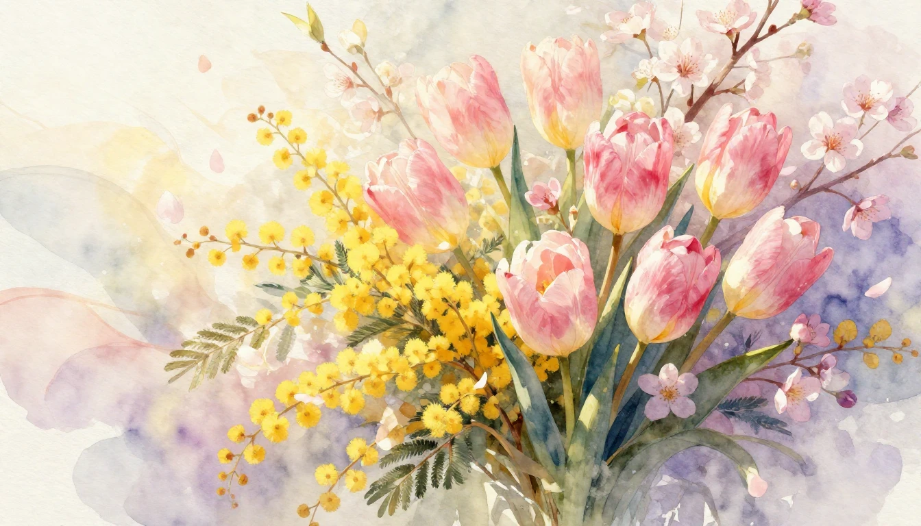 A breathtaking watercolor painting celebrating spring and fe...