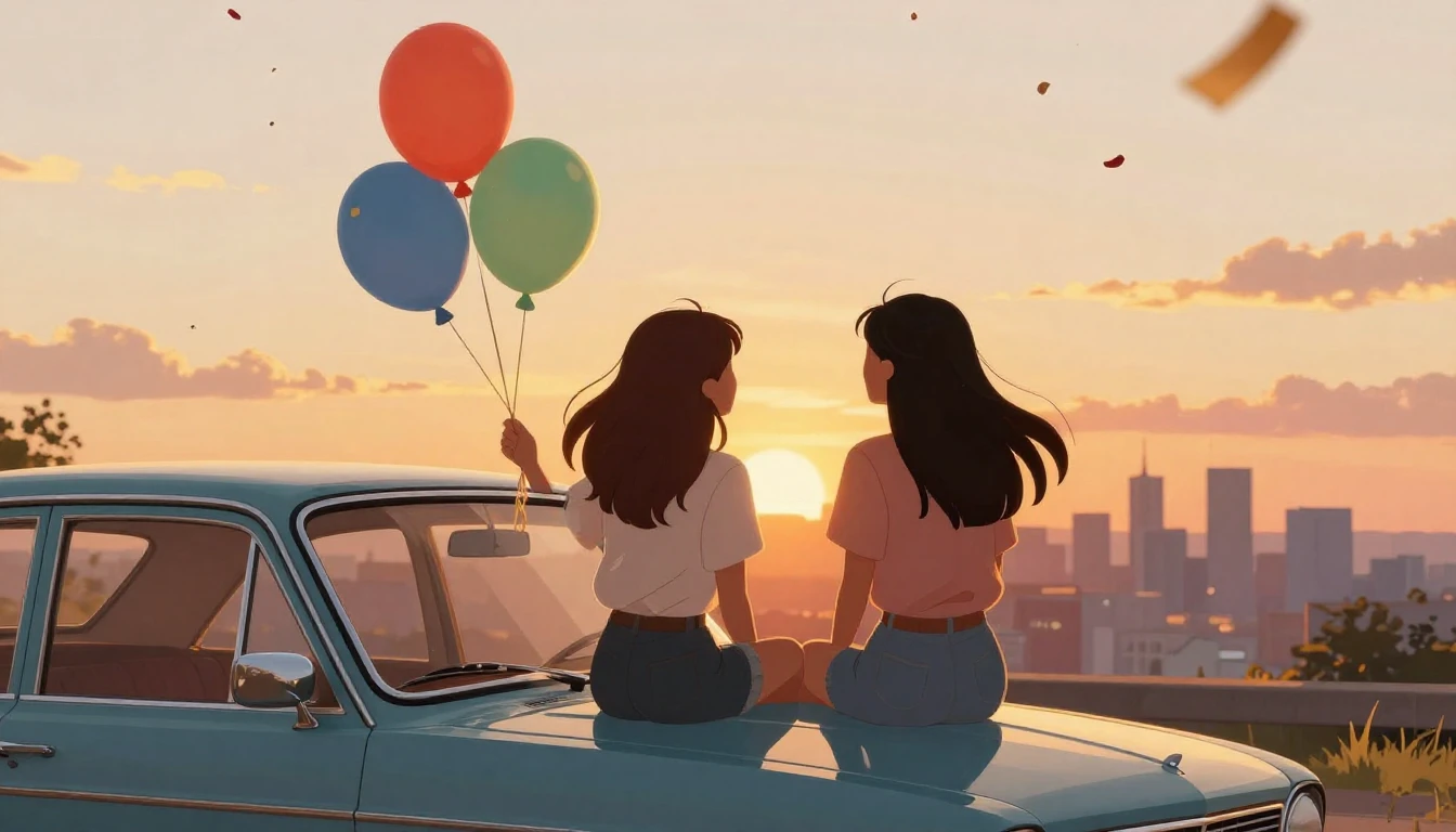 A vibrant and heartwarming illustration of two best friends ...