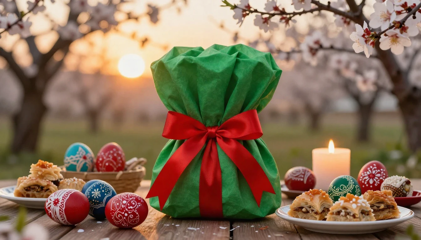 A vibrant and detailed scene celebrating the arrival of spri...