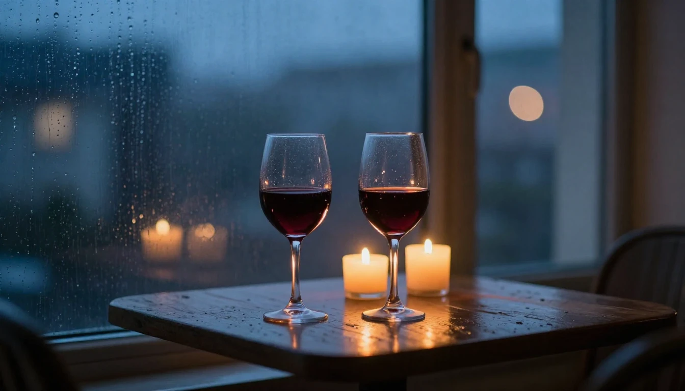 A romantic and intimate composition showing a close-up of a ...