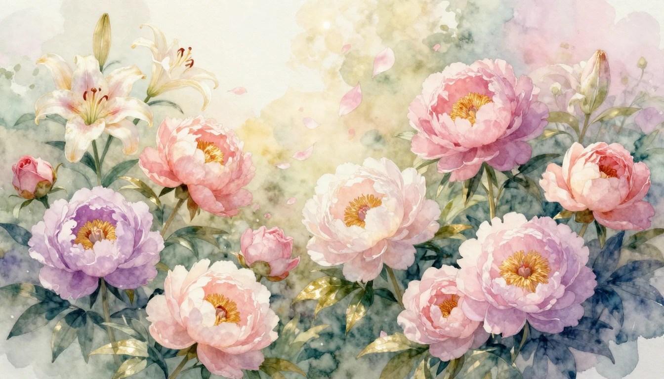 A beautiful and vibrant watercolor painting of a lush spring...