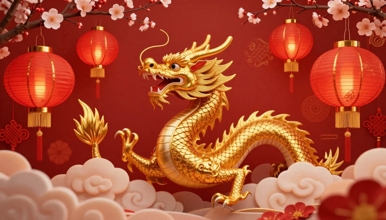 A vibrant and festive scene celebrating the Lunar New Year. ...