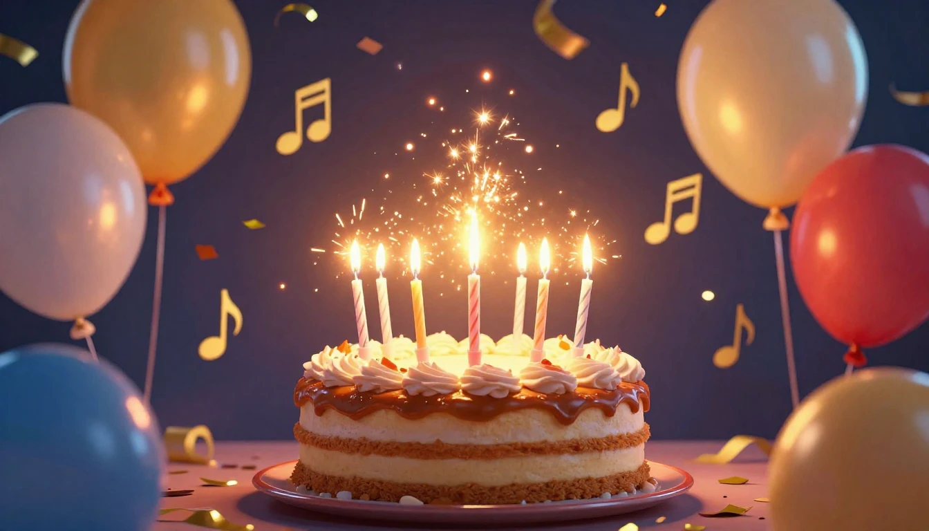 A vibrant and festive birthday celebration scene without spe...