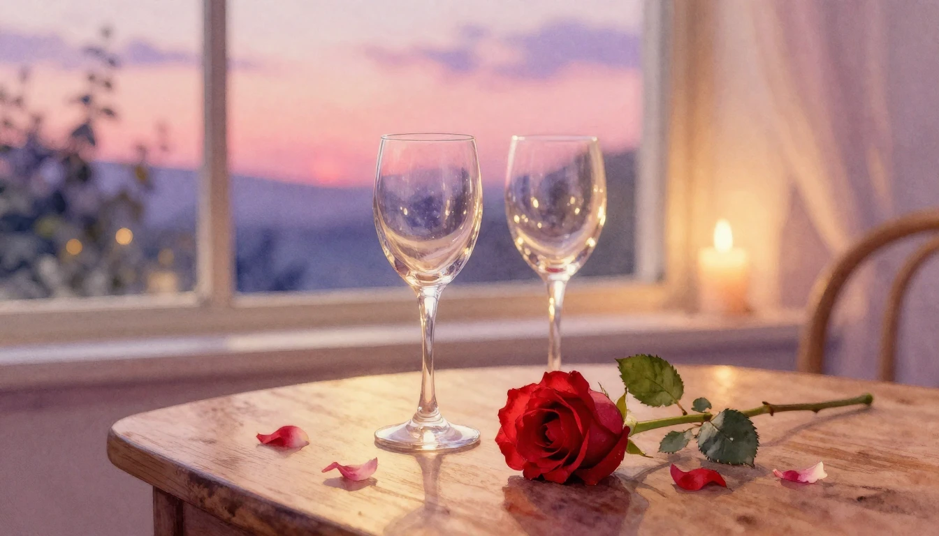 A beautiful watercolor painting of a cozy candlelit scene. T...